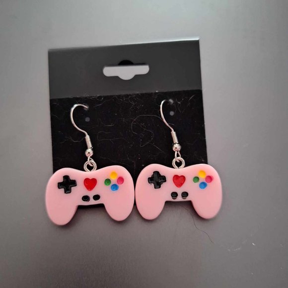 Pink Game Controller Earrings - Picture 1 of 1